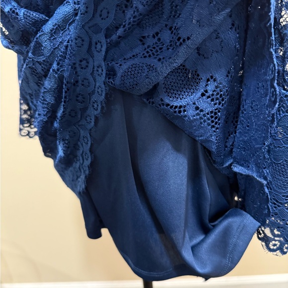 IMNYC Isaac Mizrahi Elegant Blue Lace Women's Top - Picture 9 of 11
